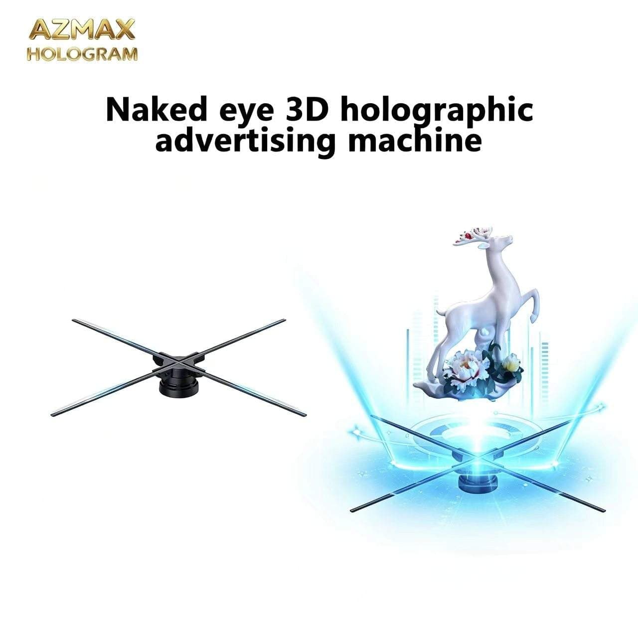 AZMAX High Quality 3D Horogram Fan Desktop Display Stand Stylish 65cm 768 LED Tabletop Display for Exhibitions and Parties