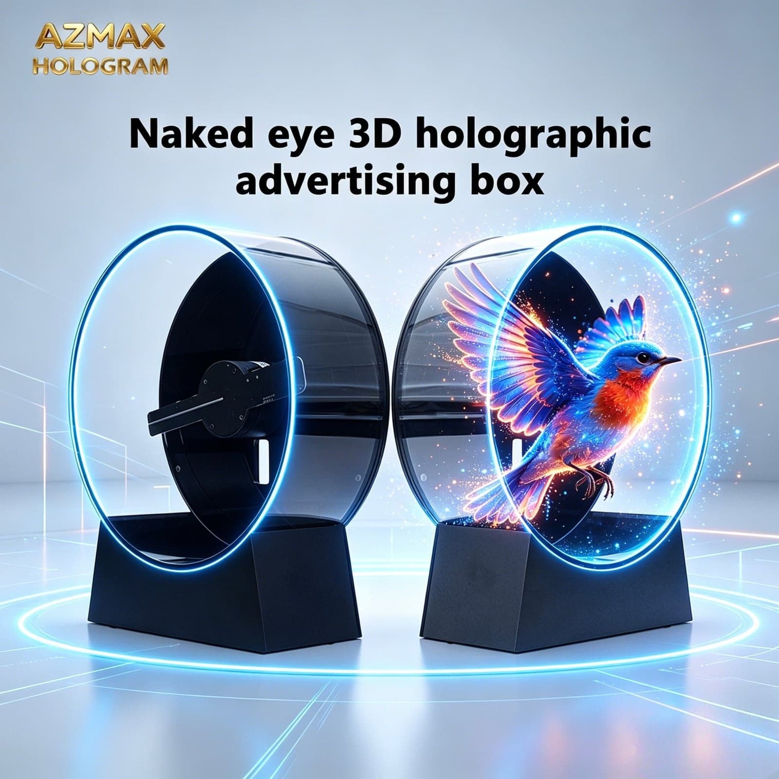 3D Hologram Fan Holographic Fans Projector Equipment Digital Signage and Display Supermarket Bar Advertising Box (Bulk)