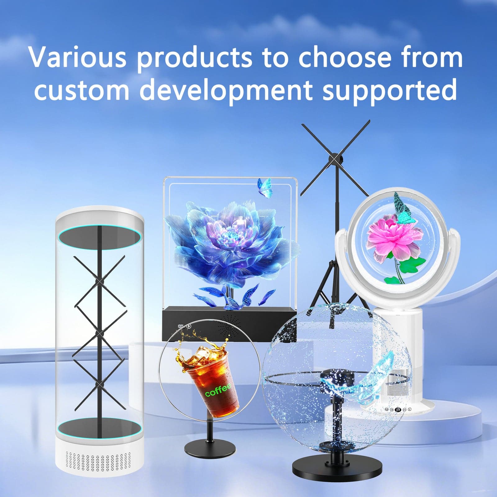 Energy Efficient LED Holographic Fans 3D Visual Display Corporate Branding Promotion Indoor/Outdoor High Brightness Education