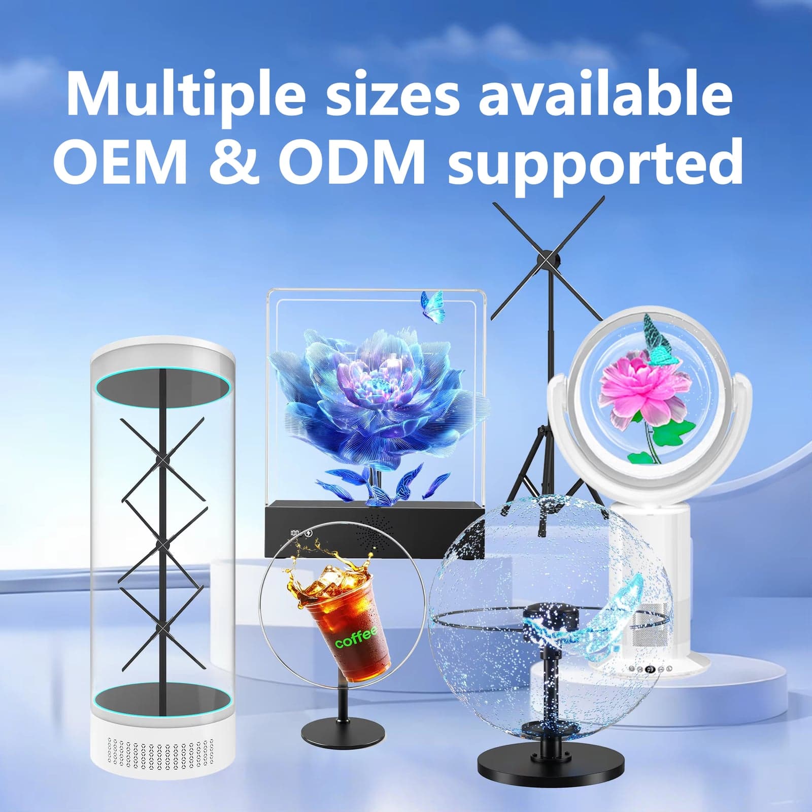 AZMAX 45cm Ultra High Definition Holographic Advertising Fan Audio System for Indoor Storefront Digital Signage Window OEM
