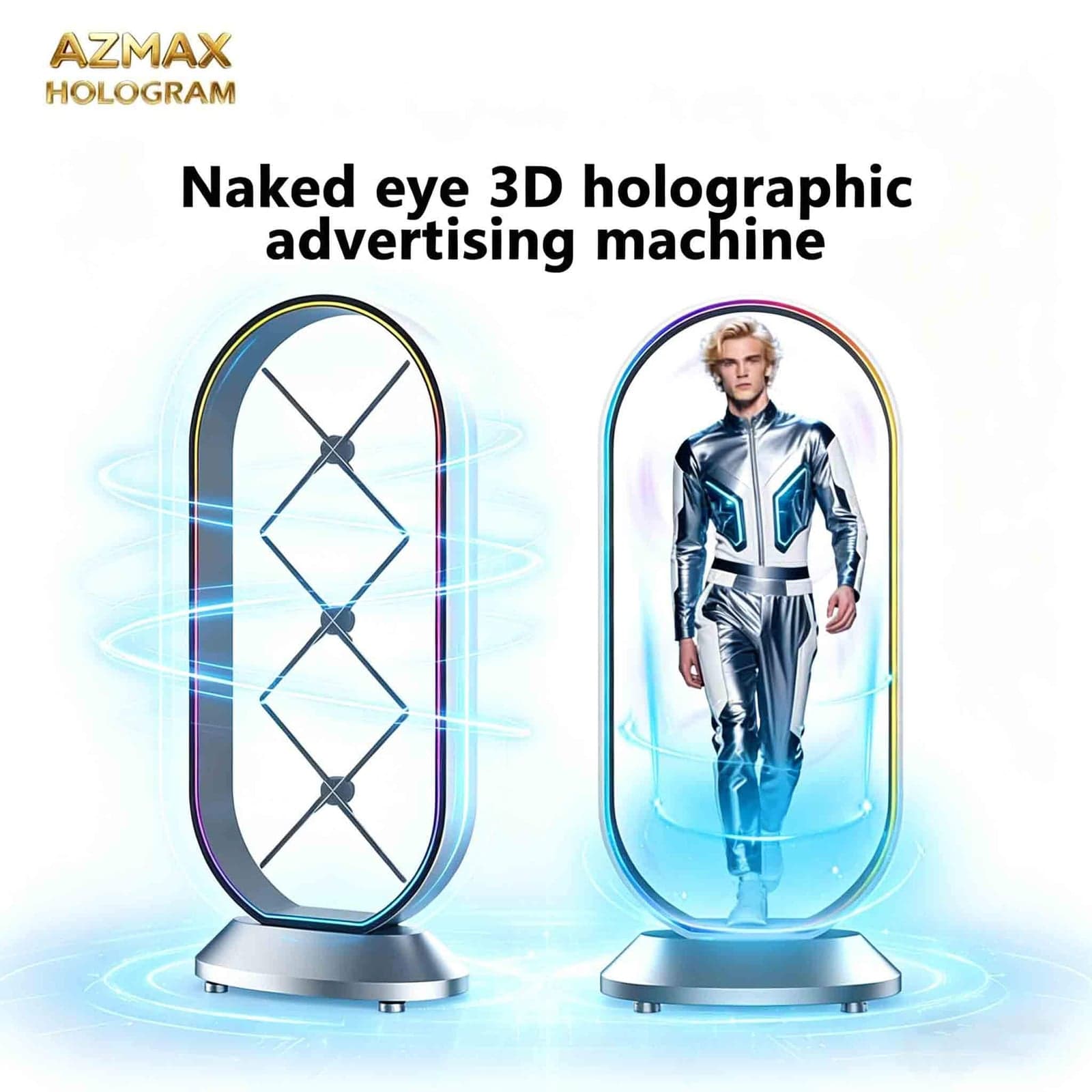AZMAX 3D Holographic Display Projector Fan for Education Use Outdoor/Indoor High Brightness 2600cd/m 176 Viewing Angle OEM