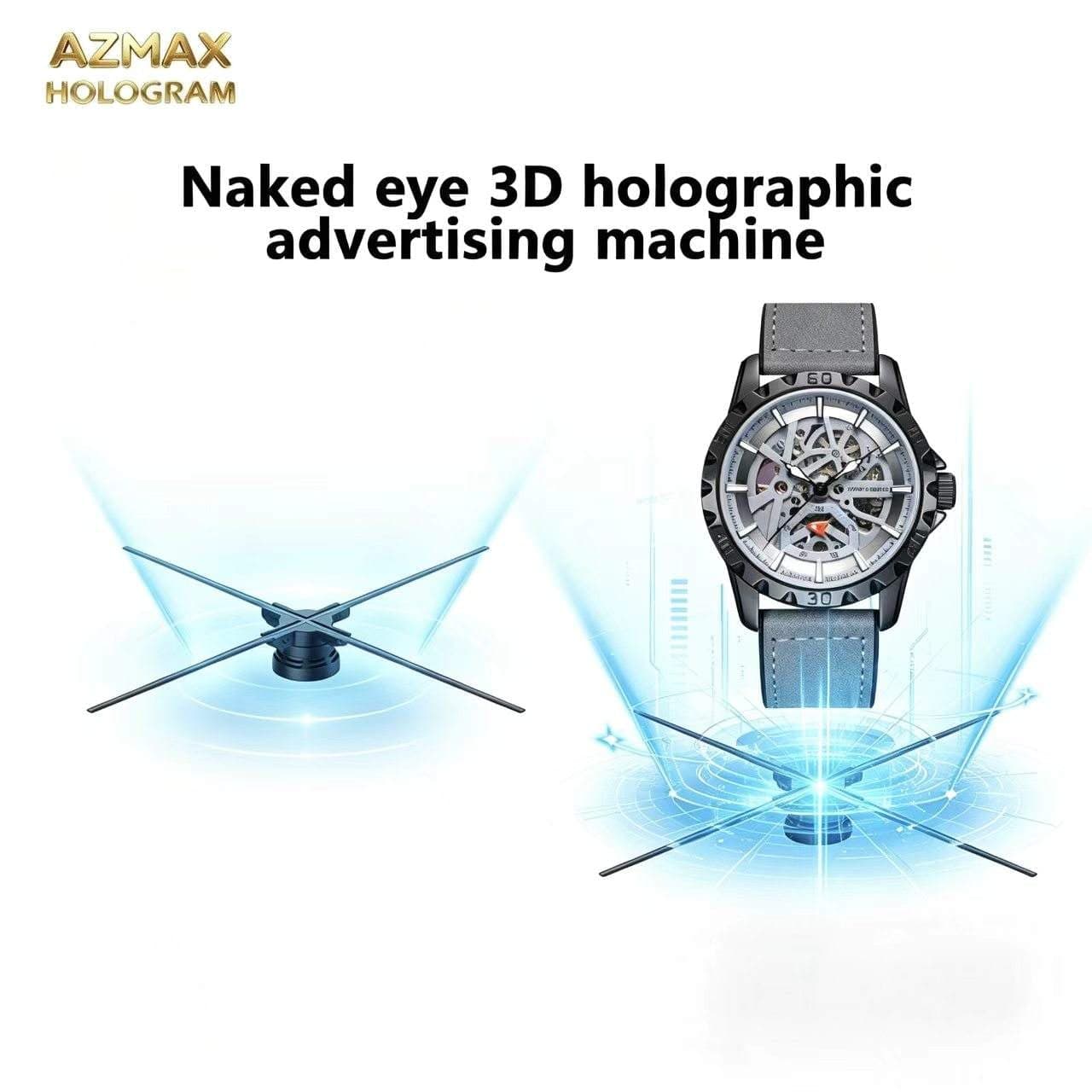 AZMAX 52cm 1024LED Naked 3D Hologram Poster Exhibition Stand Digital Signages LED Display Screen Aluminum Advertising Equipment