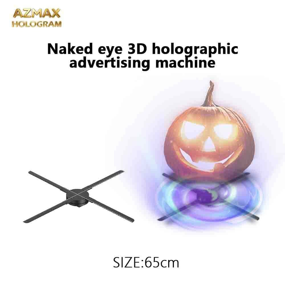 AZMAX 65cm Outdoor Halloween Hologram Display Fan Projector 4K 3D Hologram Projector with Holograma App Festive Displays