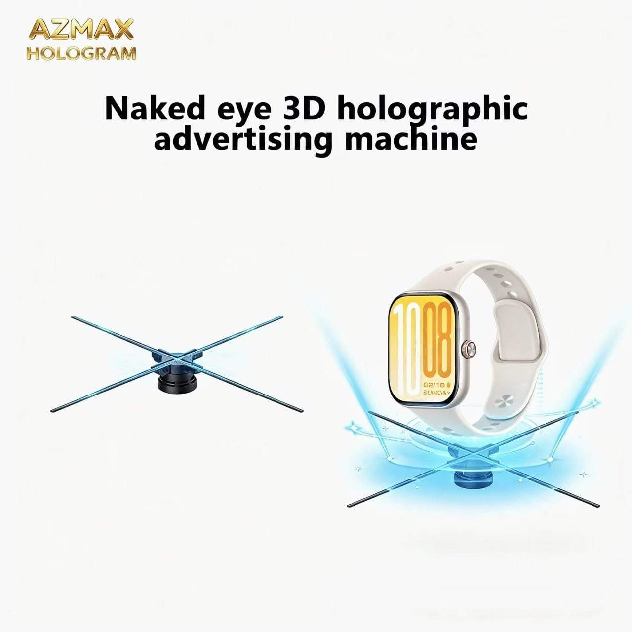AZMAX Wholesale 4 Blades Naked LED Fan Backpack 65cm 1280LED Display Bluetooth Battery Portable Holographic 3D Hologram Outdoor