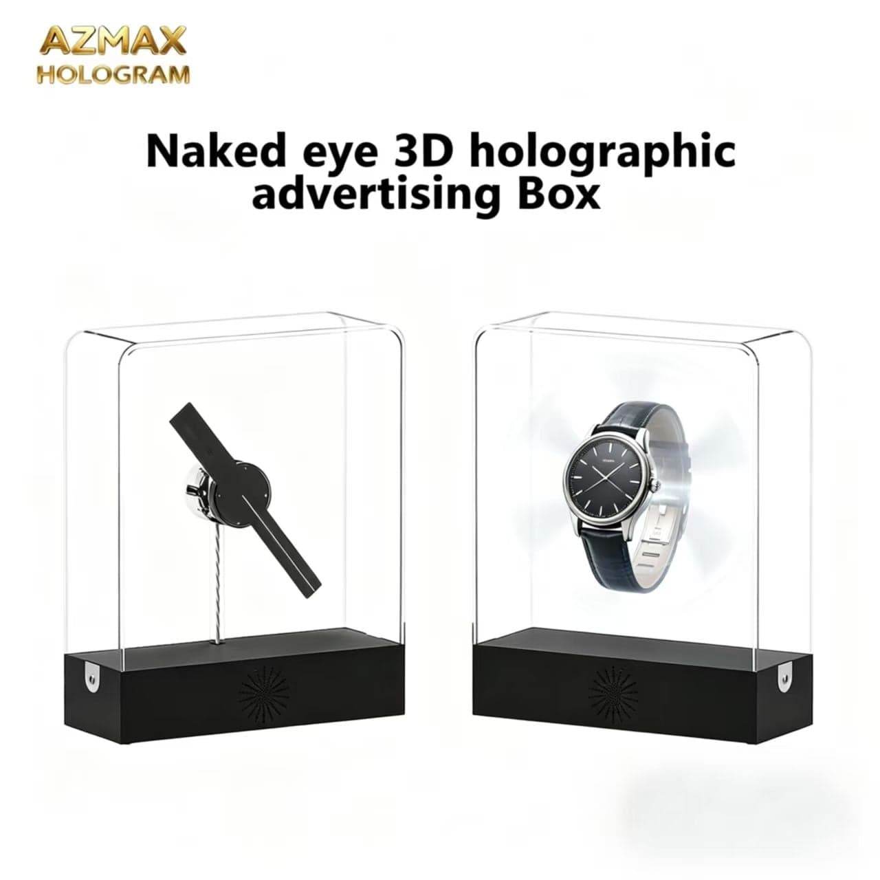 AZMAX 3D Hologram LED Fan Christmas Brightness Acrylic Protective Cover Indoor Use App/Remote Control Led Display Screen