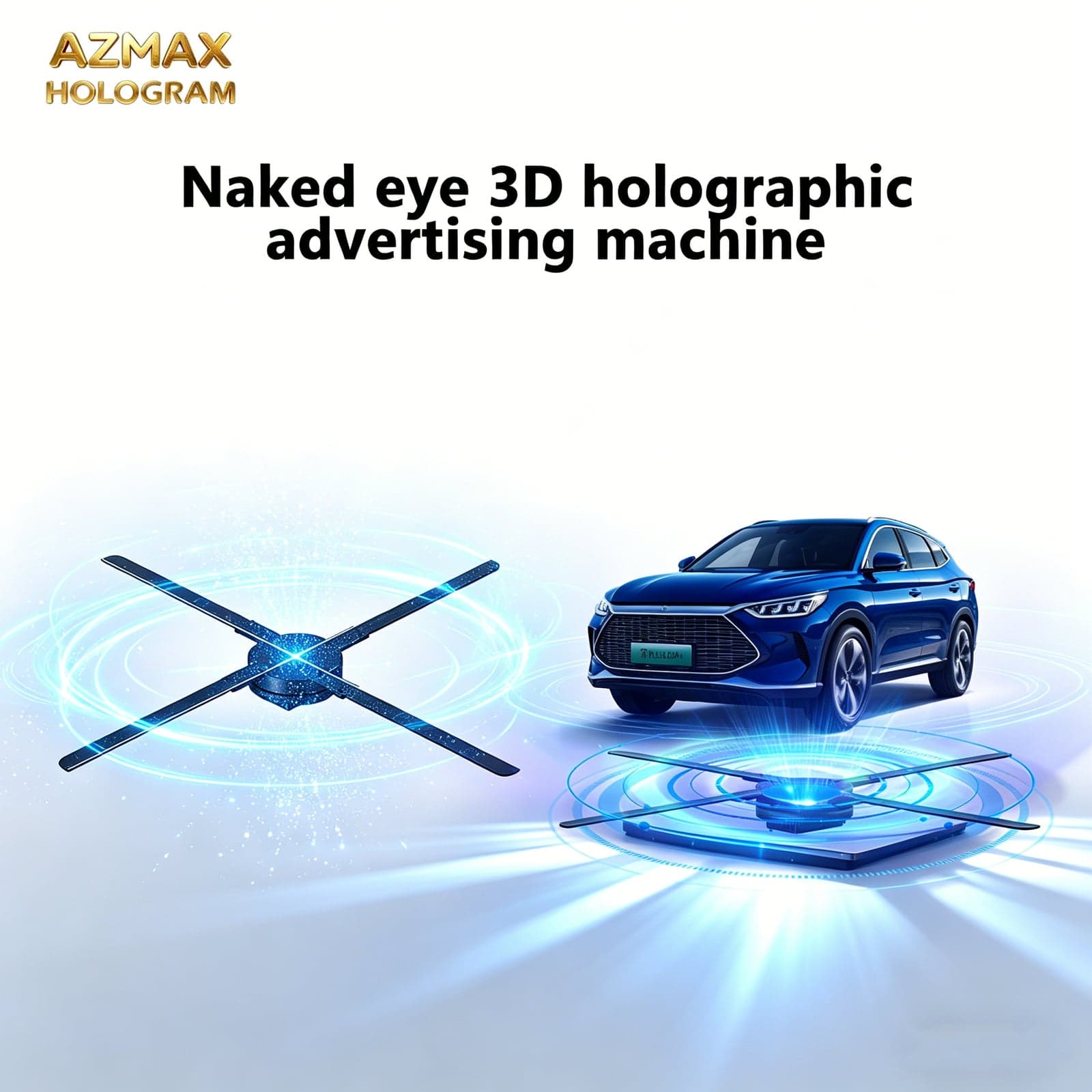 AZMAX 80cm 1280 LED 3D Holographic LED Fan Holograma Projector Transparentled Display Screen Hologram Advertising Equipment