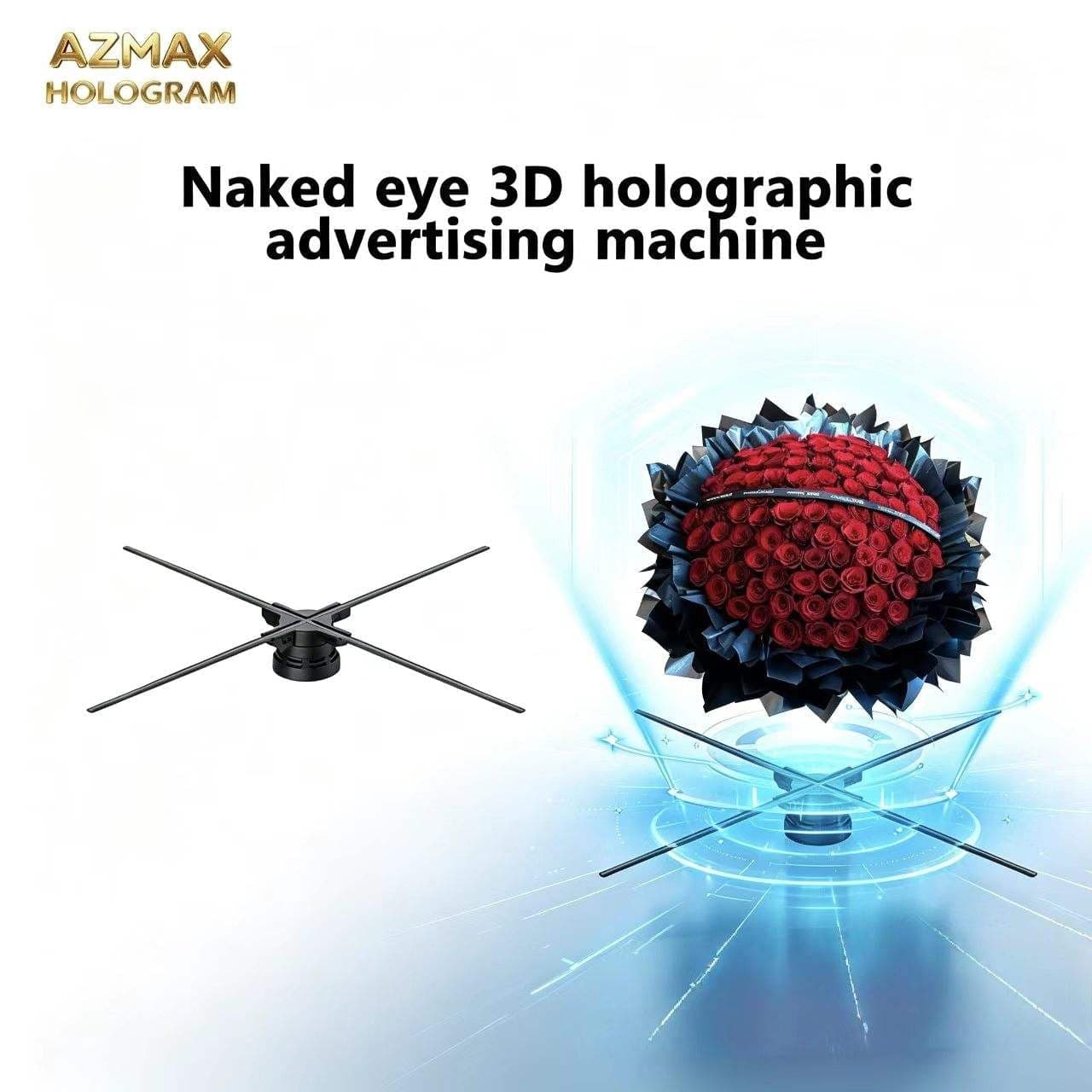 AZMAX 52CM 1024LED Indoo Resolution Large Circular TV Air Imaging Display Video Holographic 3D Advertisement Advertising