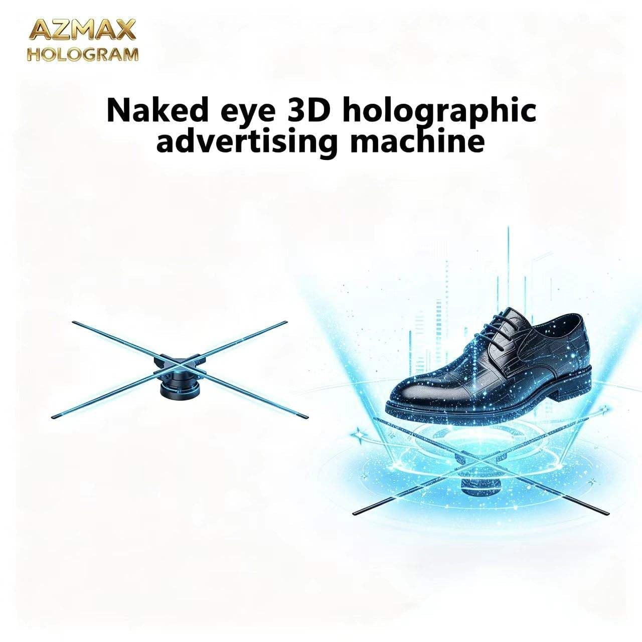 AZMAX 4 Blades 3D Holographic LED Advertising Fan 65CM 768 LED Projector Display Machine for Outdoor Education OEM Supplier