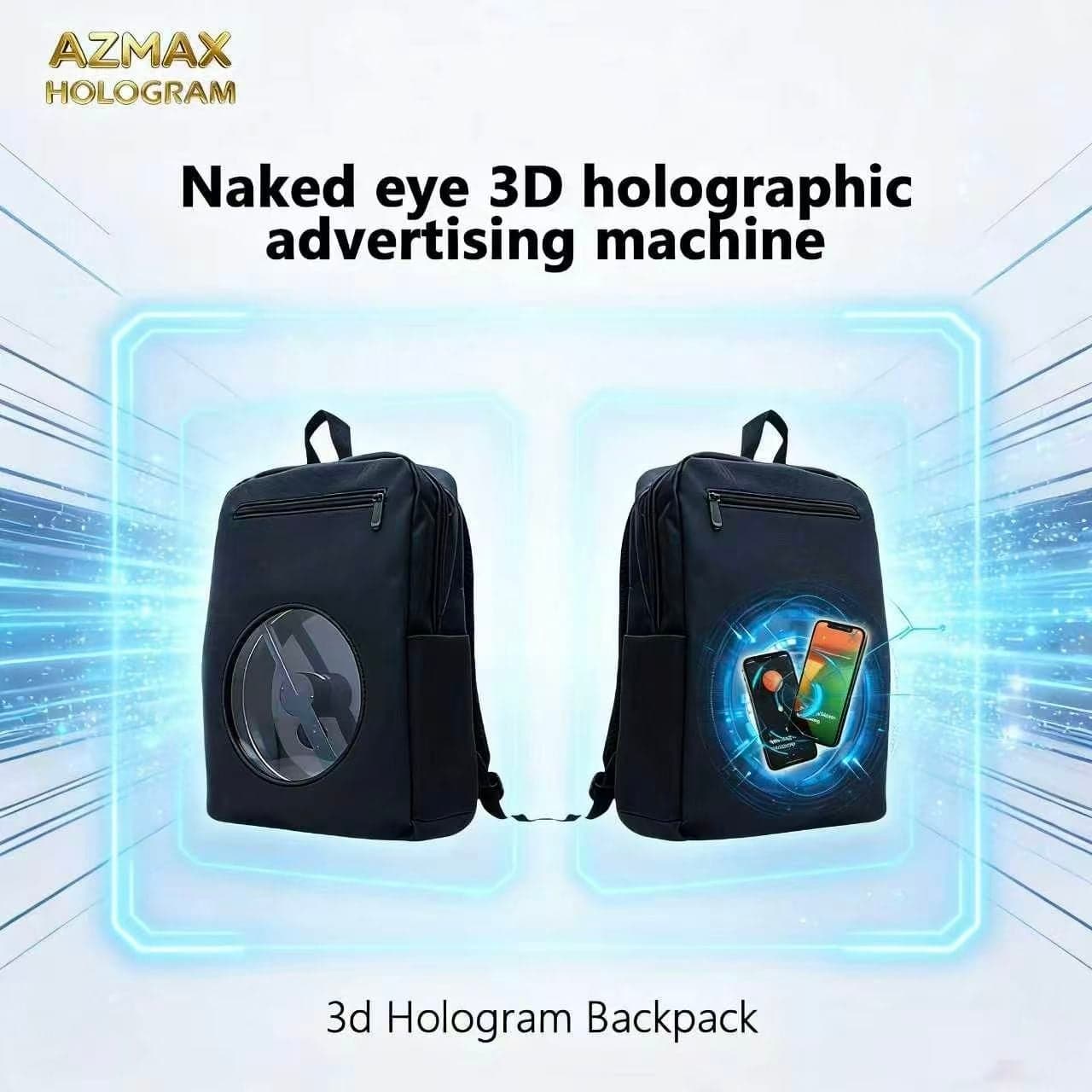 Customizable 3D Hologram Fan Inside Transparent Backpack for Brand Events Parades Rechargeable Lightweight