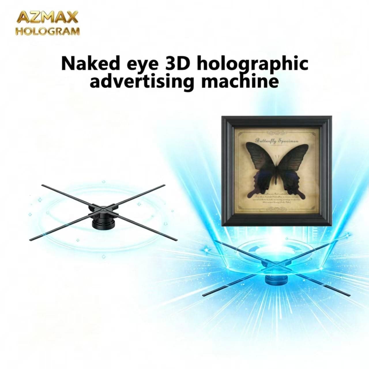 AZMAX 100cm Wireless LED Screen Digital Display Projector Naked Eye Holographic Player for Logo Making for Shopping Mall