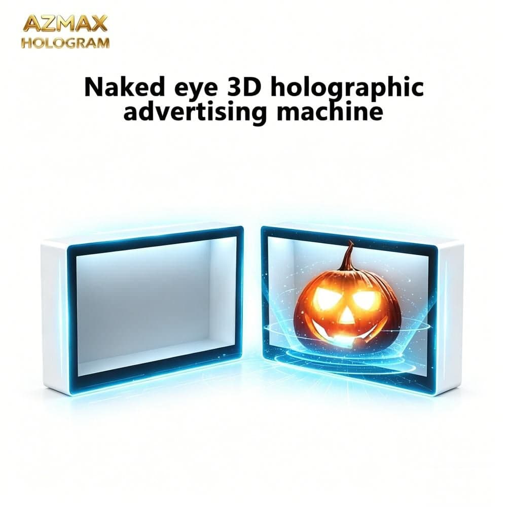 AZMAX 8-Inch Stylish 3D Hologram LED Light Box Attractive Tabletop Display Advertising Equipment Stand