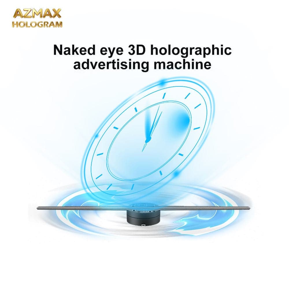 AZMAX 42cm 224LED Two Blades 3D Holographic Clock Naked Eye Stereo 3D Hologram Fan Top Sale for Outdoor Indoor OEM Direct