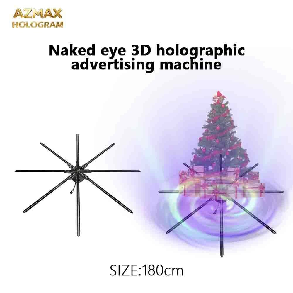 180cm Large Naked Eye 3D Hologram Fan LED Transparent Advertising Screen 3D Visual Device Support OEM for Cultural Tourism