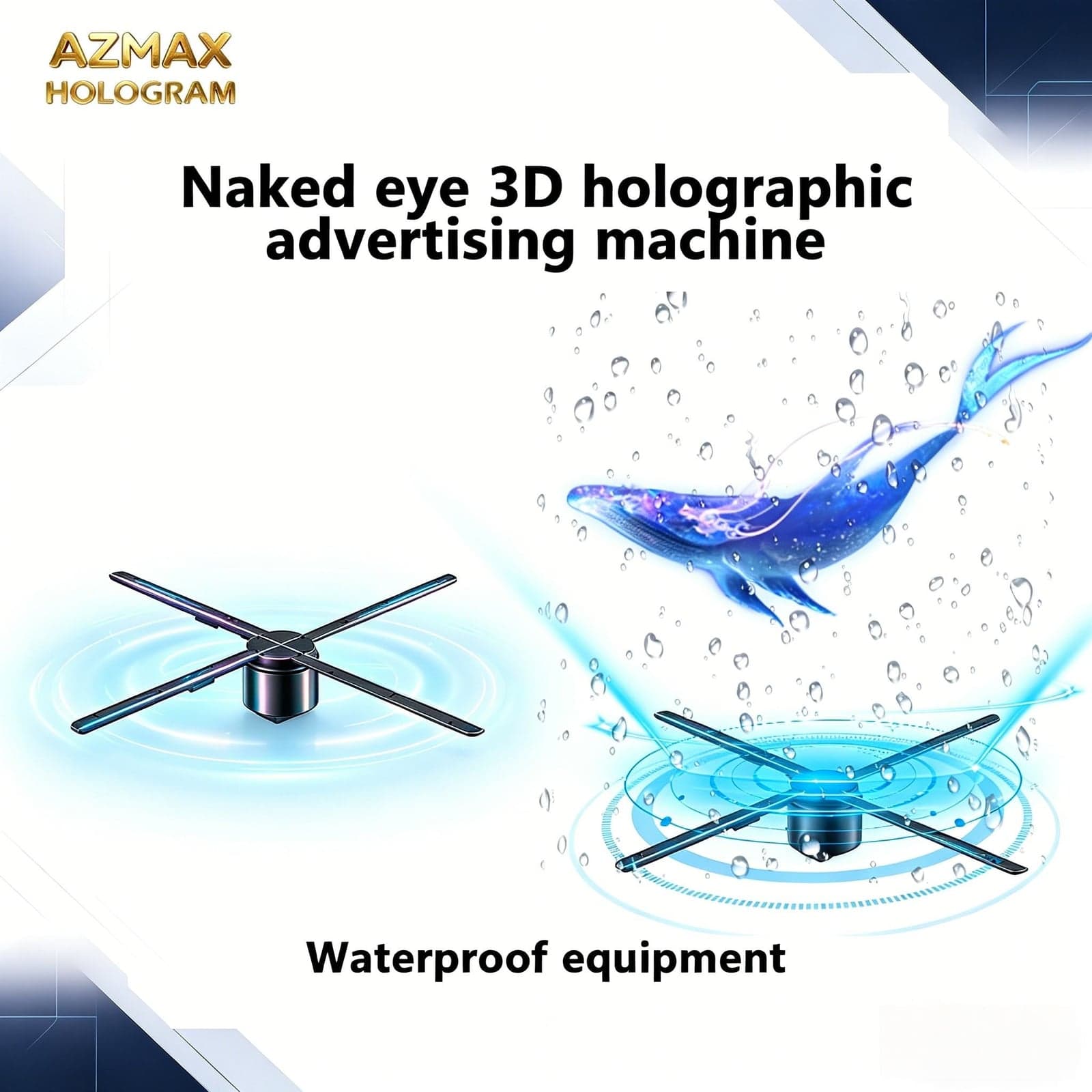 Outdoor & Indoor Waterproof 80cm 3D Hologram Fan Display OEM Holographic Projector Metal Construction for Advertising Events