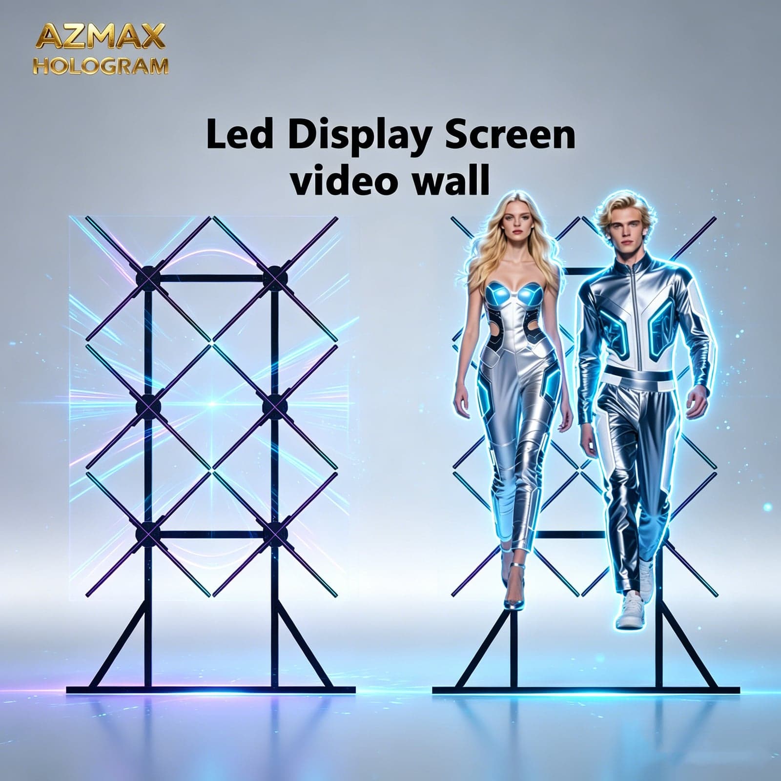 AZMAX 3D Holographic Projection Fan Indoor Virtual Digital Human Transparent LED Display Screen Hologram Equipment Wireless