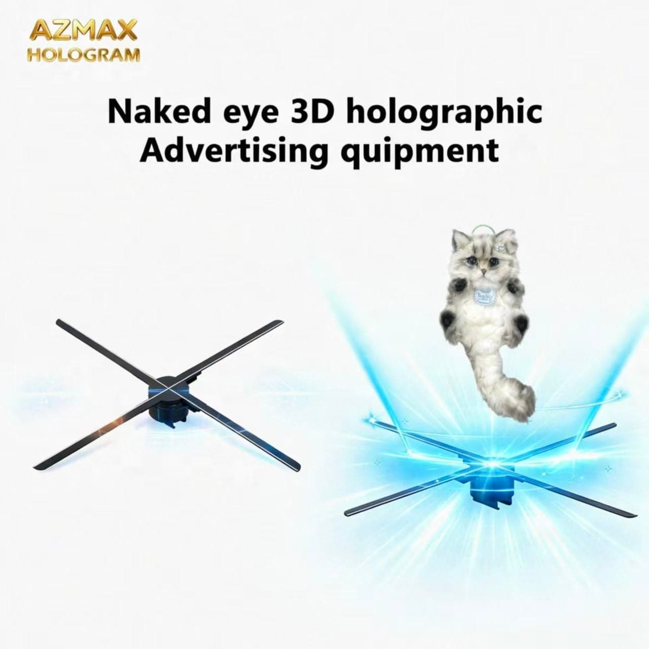 AZMAX Model P65 65cm 1280LED 4K Super High Brightness Real-time Projection Hologram Advertising Display Machine Cloud Splicing
