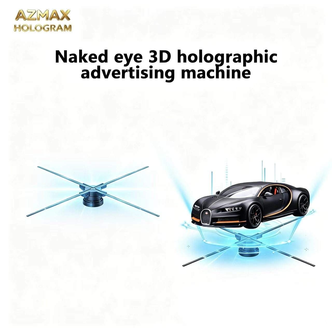 AZMAX 65cm WiFi Display Aluminum 3D Hologram Projector Lamp 768LED for Advertising Logo Holographic Light Projector
