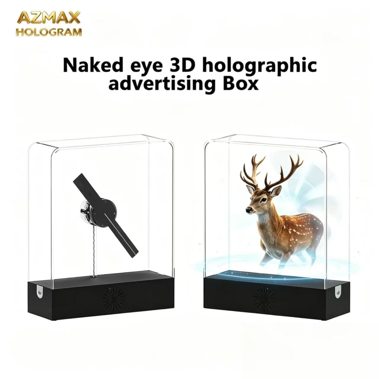 AZMAX 3D Horogram Fan Desktop Display Box for Shops & Bars Halloween Decorations Tabletop Led Display Projection Screens