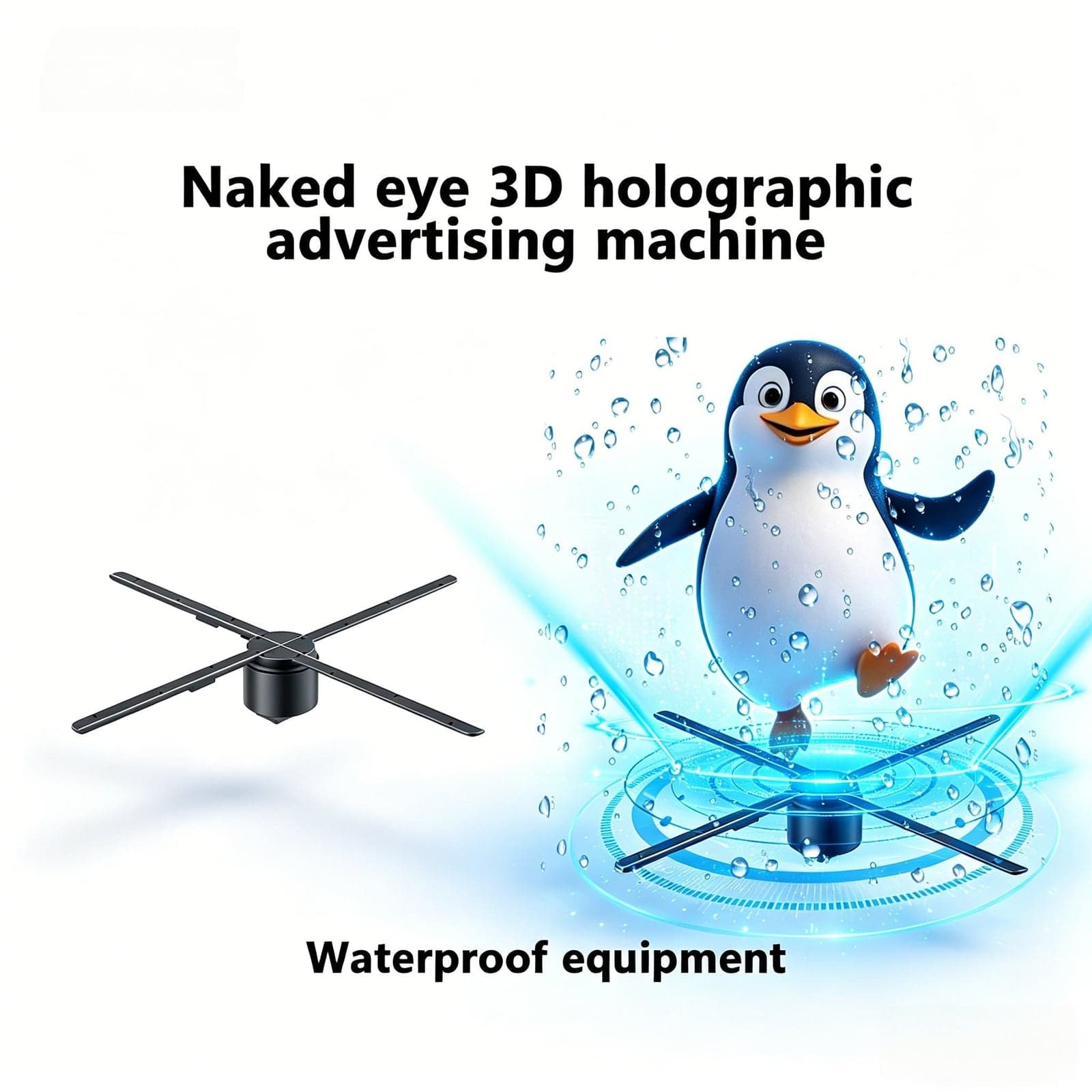 AZMAX 80CM 3D Holographic Fan Advertising Player /Wi-Fi App Remote Control Waterproof for Outdoor Advertising Campaigns