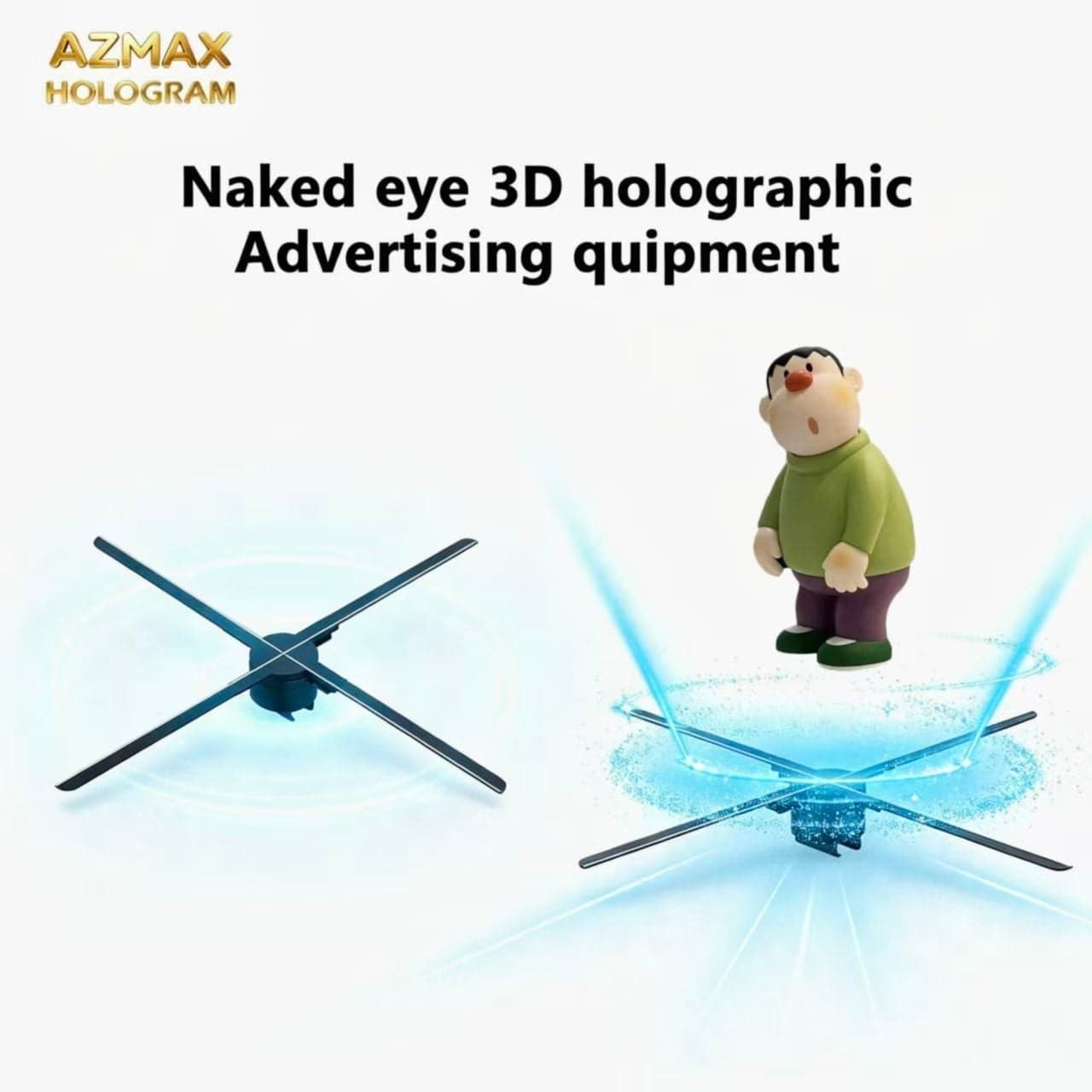 AZMAX 50cm 832LED 3D Holographic Music Projector with Aluminum Alloy OTA Advertising Display & Hologram Projection
