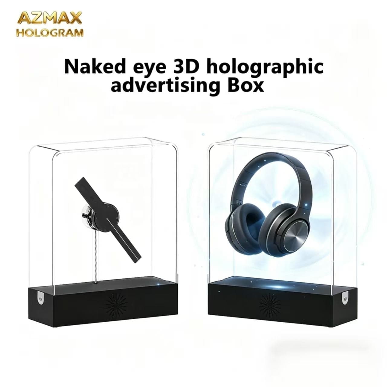 AZMAX Trending 20cm 3D Hologram Fan for Advertising & Business Wholesale Desktop Ornaments & Gift Sets Promotional Products