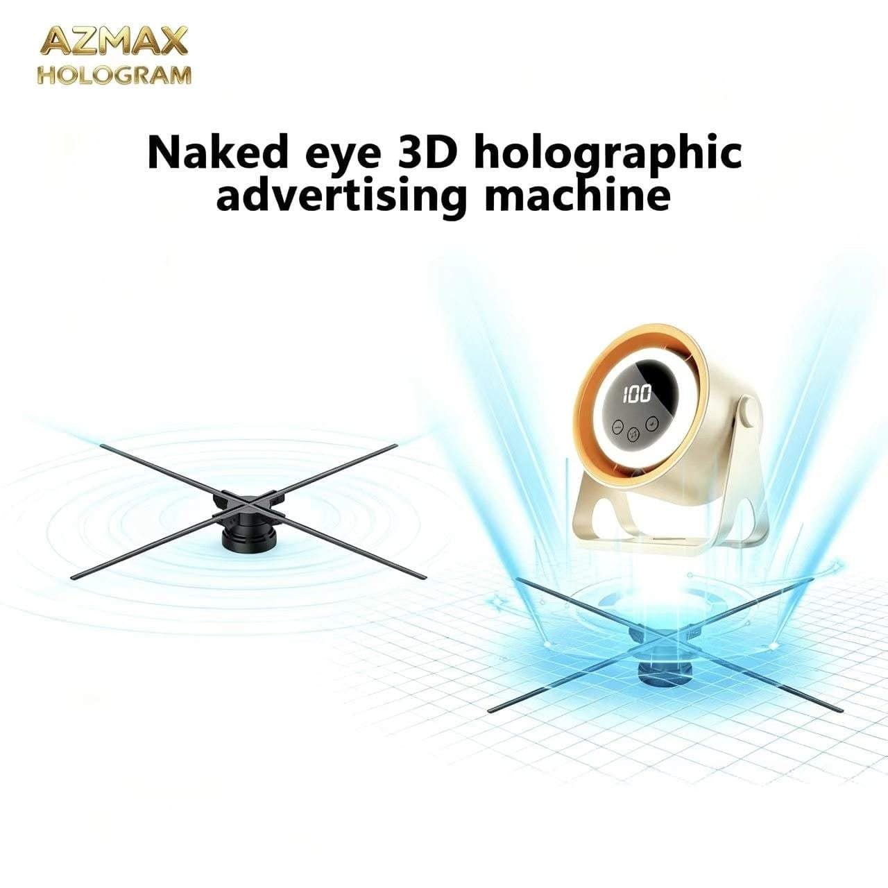 26 Inch 3D Holographic 1024LED Fan Projector App Remote Bluetooth Audio Splicing Indoor Education OEM 7500cd Brightness 0.1mm