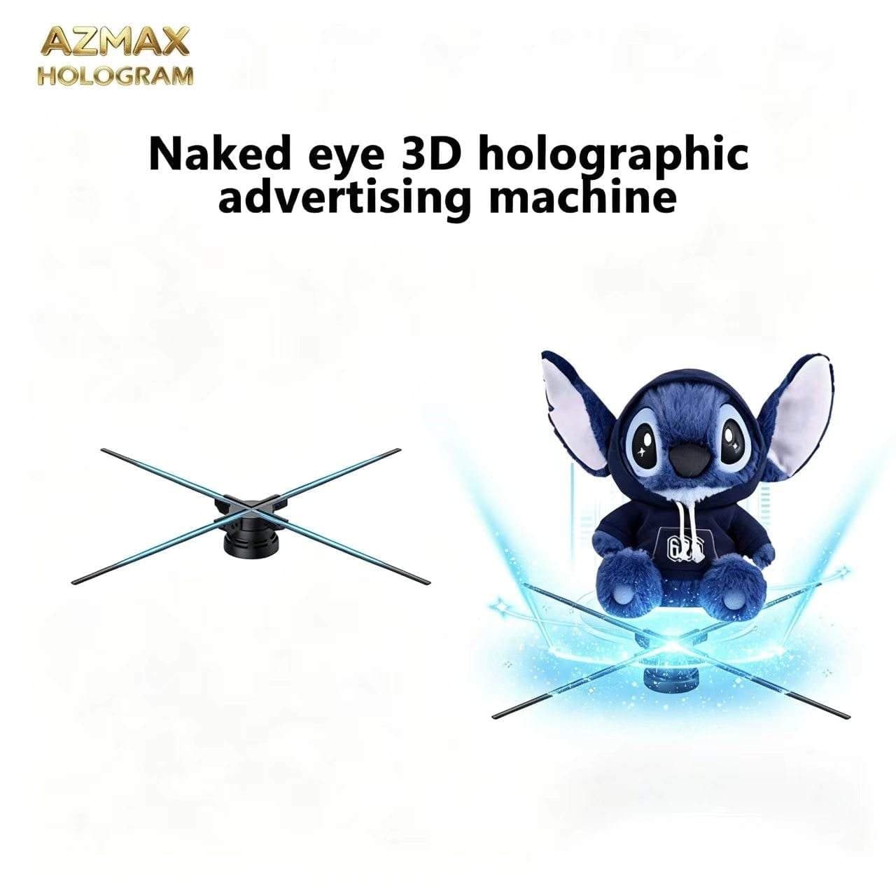 AZMAX 65cm High Resolution 1280LED Holographic Display Cloud Wifi 3D Hologram Fan for Indoor Education Mall Olograma Holograma