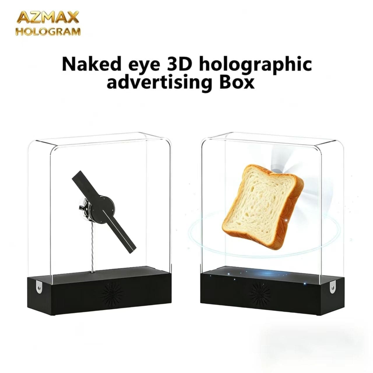 AZMAX 3D Glasses-Free Holographic Projection LED Light Display Box Halloween Desktop Images Video for Shop/Bar/Halloween