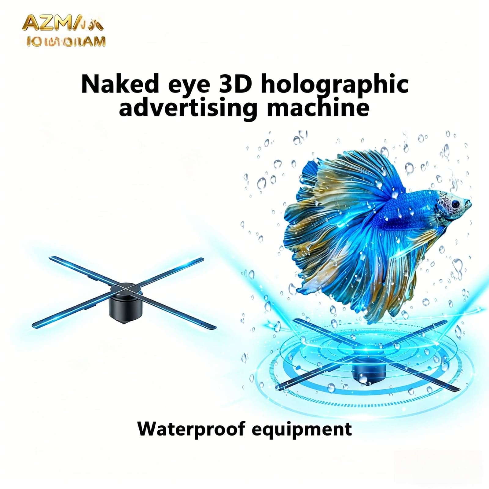 AZMAX 896LED Luxury 3D Hologram Advertising Machine Naked Eye 4K HD Audio Display Outdoor Waterproof Mobile App