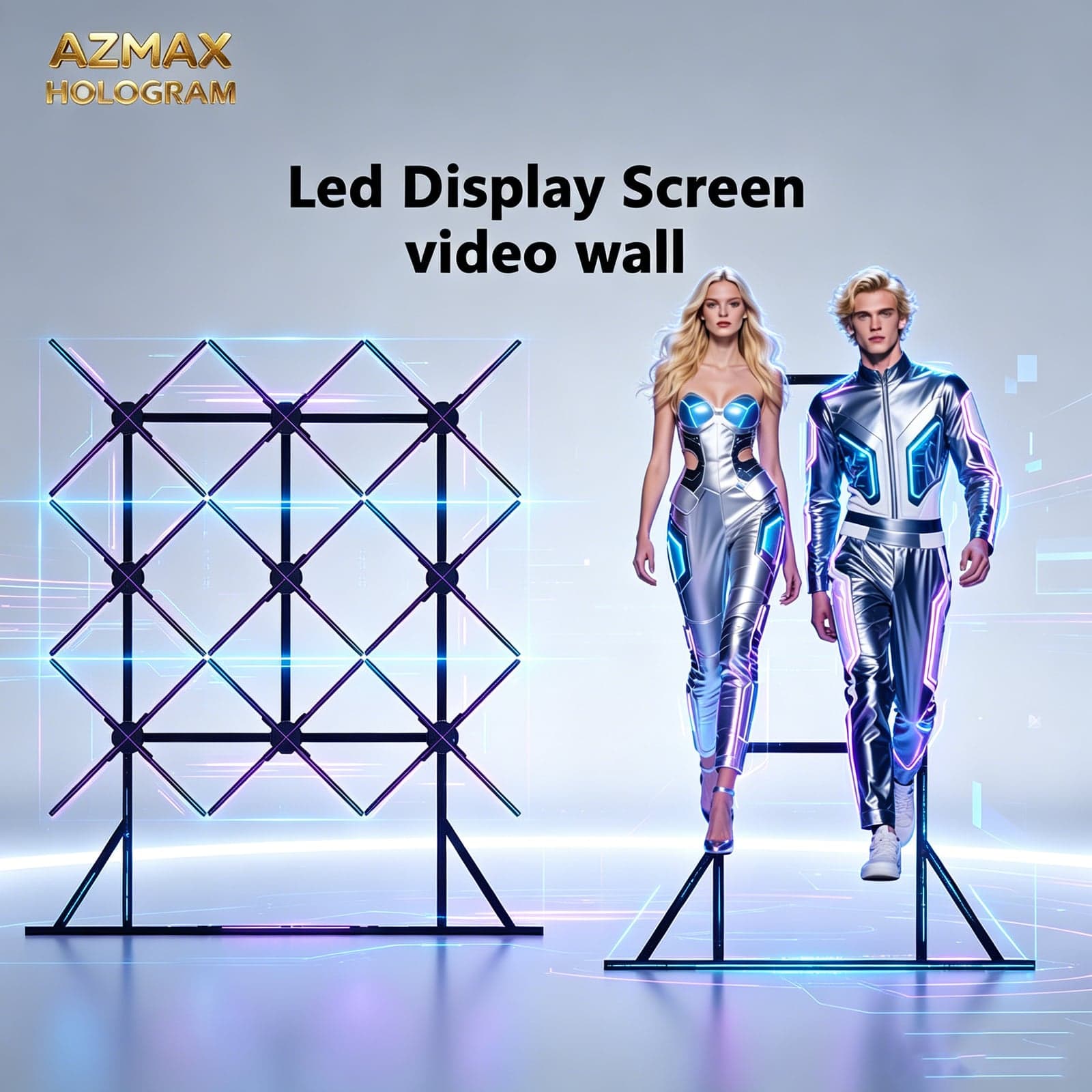 AZMAX 3D Holographic Projection Fan Air Advertising Machine High Definition Splicing 3D Hologram Fan OEM Supplier