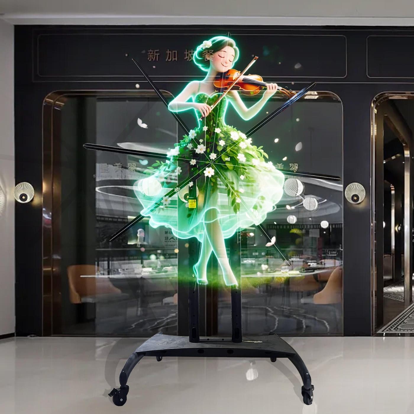 180cm Naked Eye 3D Hologram Fan LED Transparent Outdoor Advertising Screen 3000cd Brightness Custom OEM Tourism