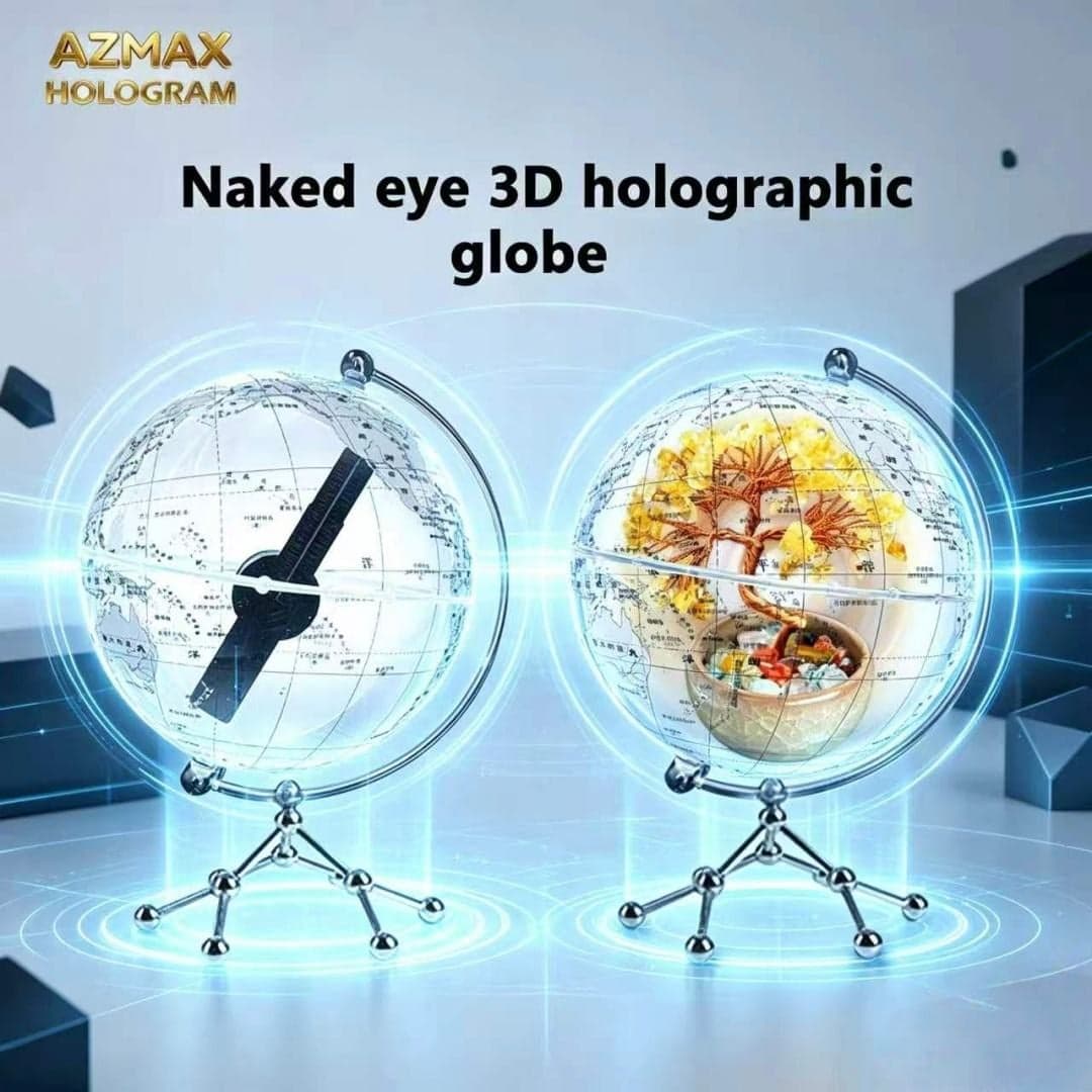 Creative Cultural Gift-Personalized PVC Desktop Ornament Globe with Geometric Design and 3D Holographic Content Playback