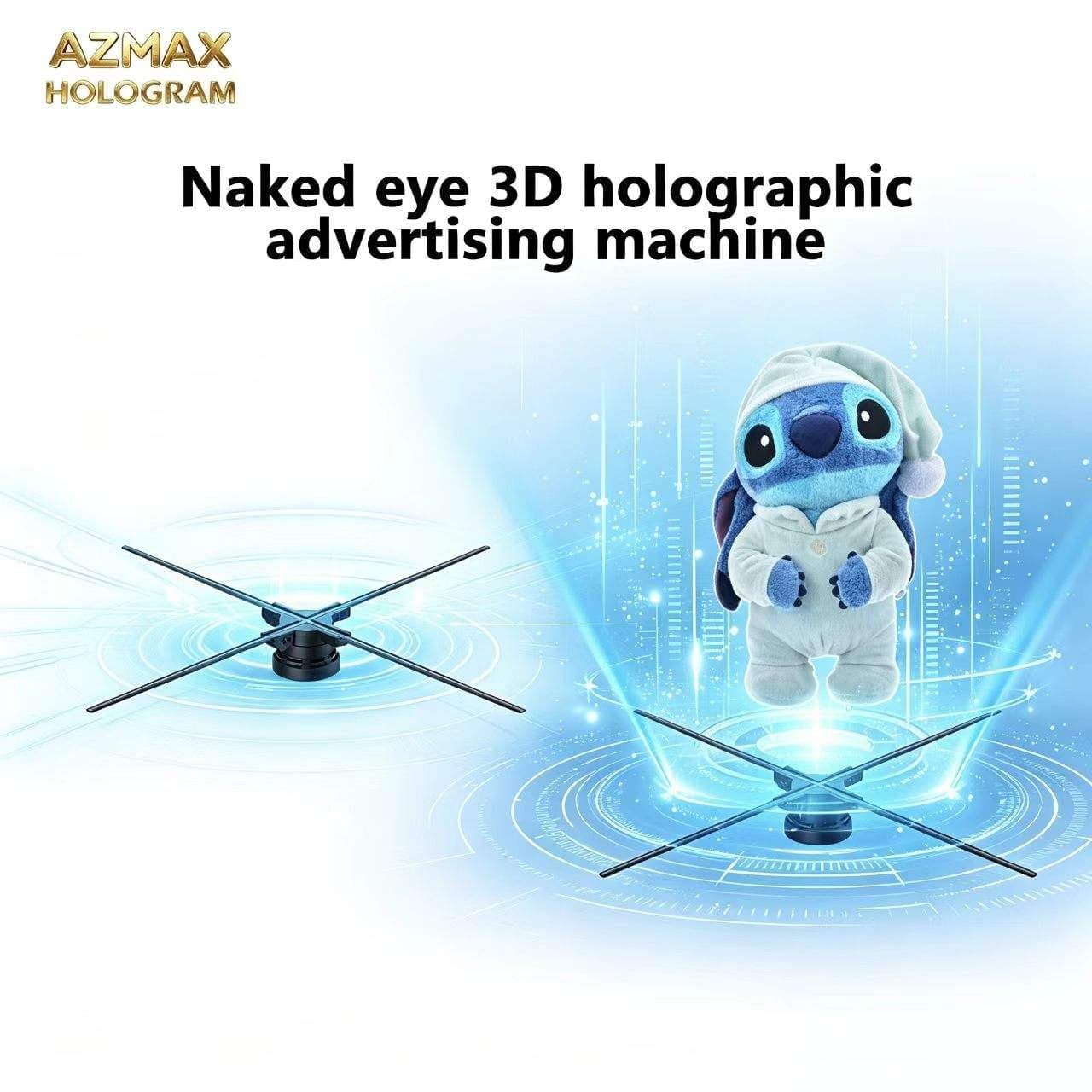 AZMAX New Outdoor Advertising Equipment 4K Resolution 80CM 928LED 3D Hologram Projection Fan with 4 Blades