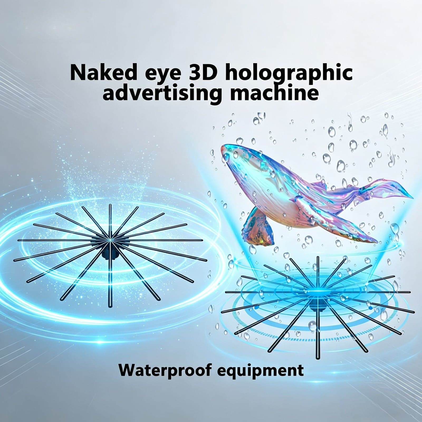 AZMAX Stunning 3D Holographic Advertising Fan 12288 LED Light Beads Super High Brightness 176 Viewing Angle Outdoor/Indoor
