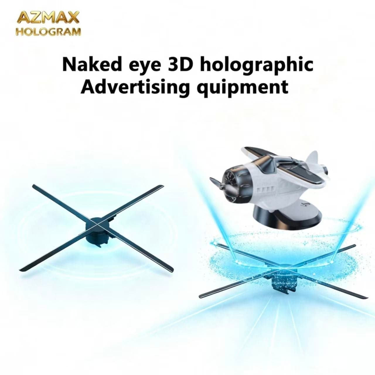 AZMAX 50cm 768LED Indoor Advertising Machine 3D Hologram Fan Projector with Wifi App & Cloud 3D Holographic Display Player