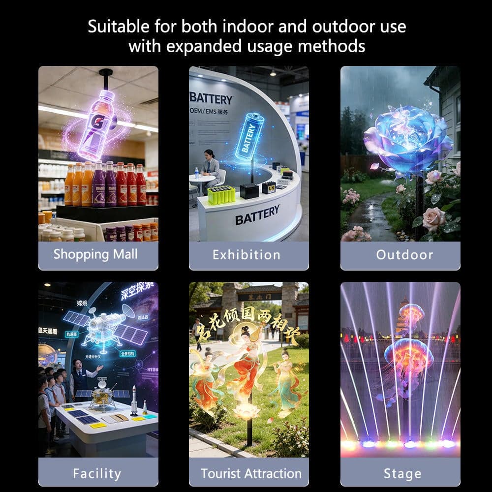 OEM 65CM 1024LED 3D Holographic Fan with Remote Bluetooth Control Disassemble Indoor Education Use for Bar 7500cd Brightness