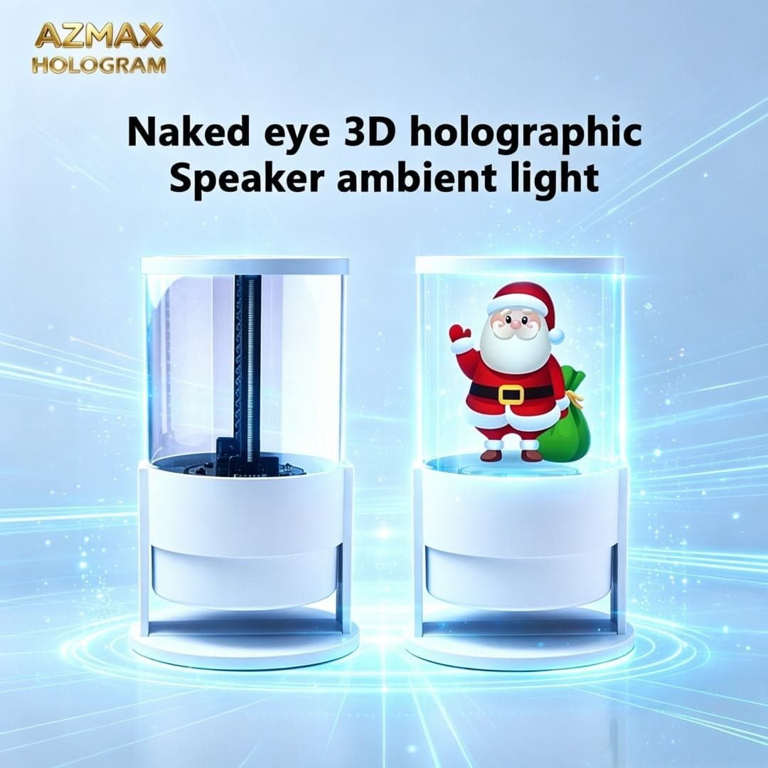 AZMAX 3D Projector Fan Indoor Office & Store Decorations 360° Holographic Sound Advertising Ambient Lights for Bars and Shops