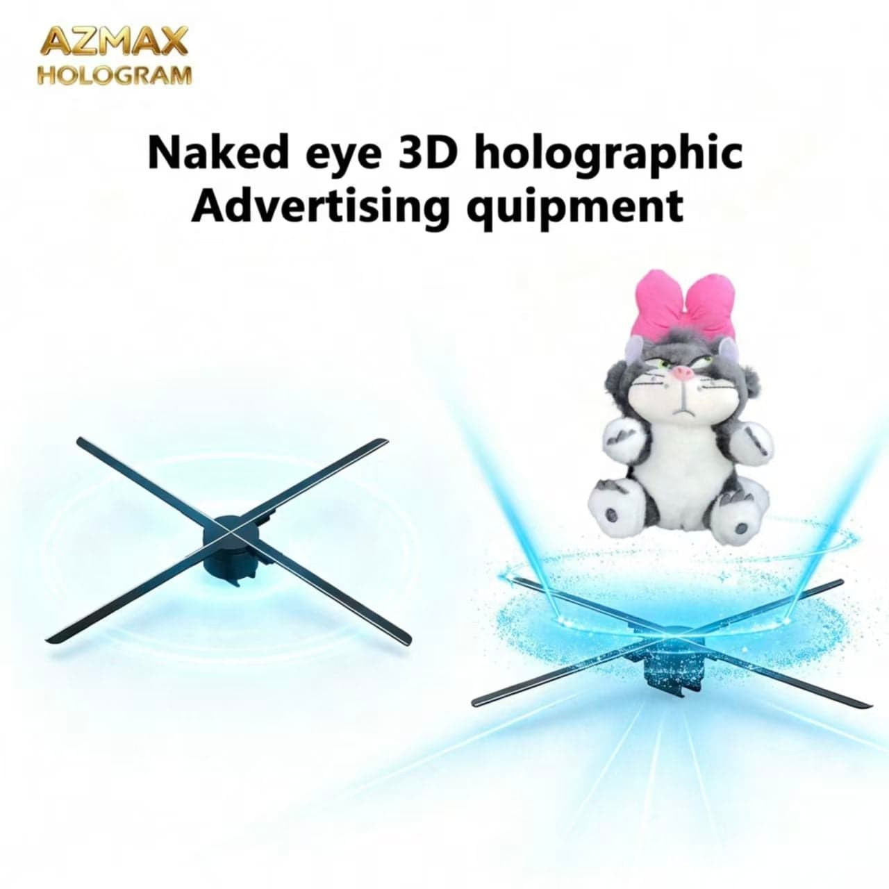 AZMAX High Resolution 80cm 1280LED Hologram Screen Wall New 3D Halogram Fan 3D Fan Projection 3D Hologram Advertising Equipment