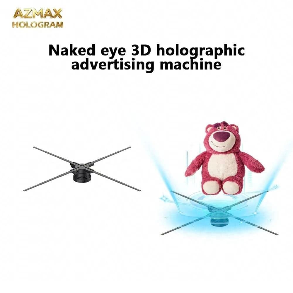 AZMAX 65cm 1280LED 3D Acrylic Display Projector Live Holographic Logo Bar for Indoor/Outdoor Business Store Holographic Fans