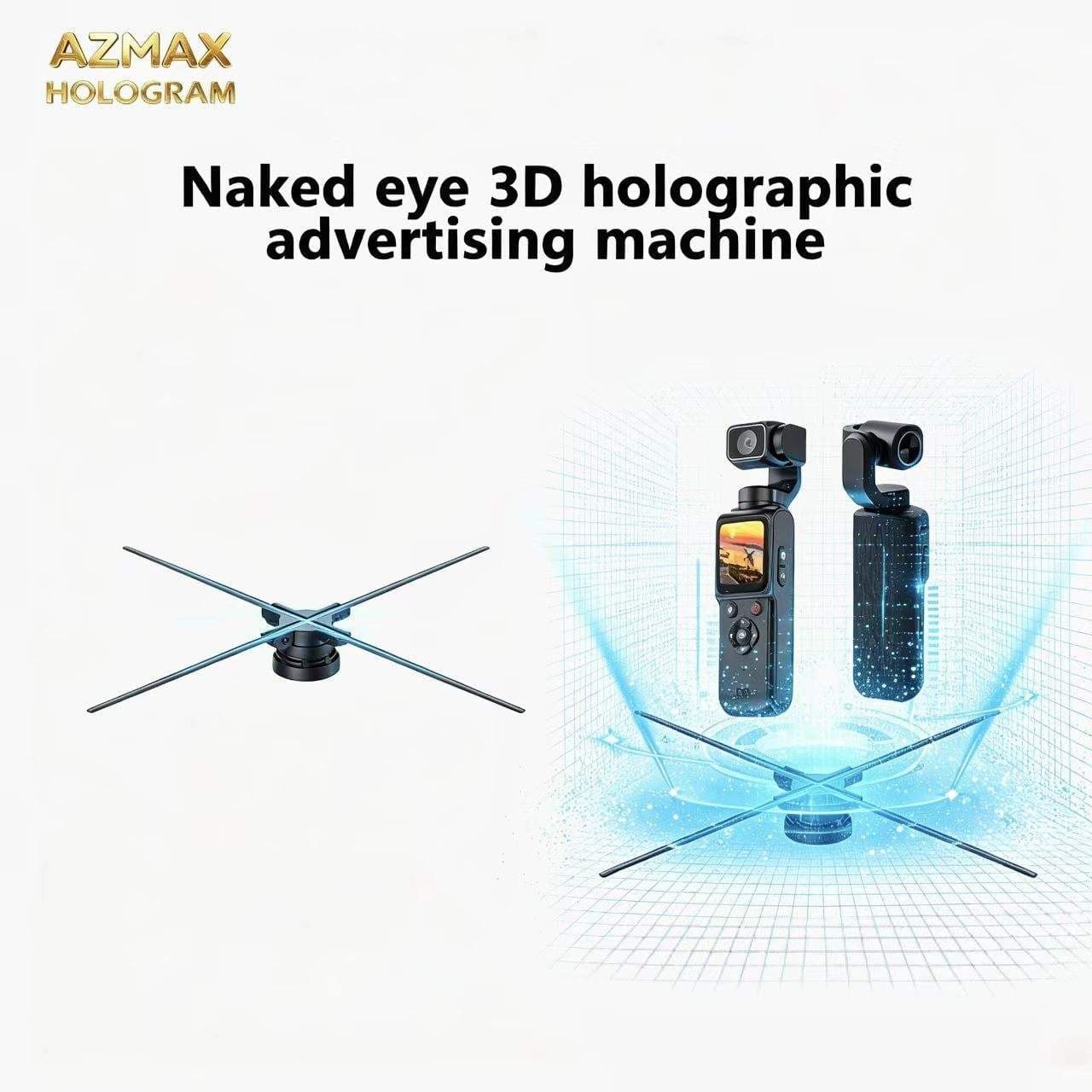 AZMAX D65U 65cm 1280LED 3D Hologram Fan APP/TF Card Control for Audio Wireless Video Wall Real-time Projection 16G Storage