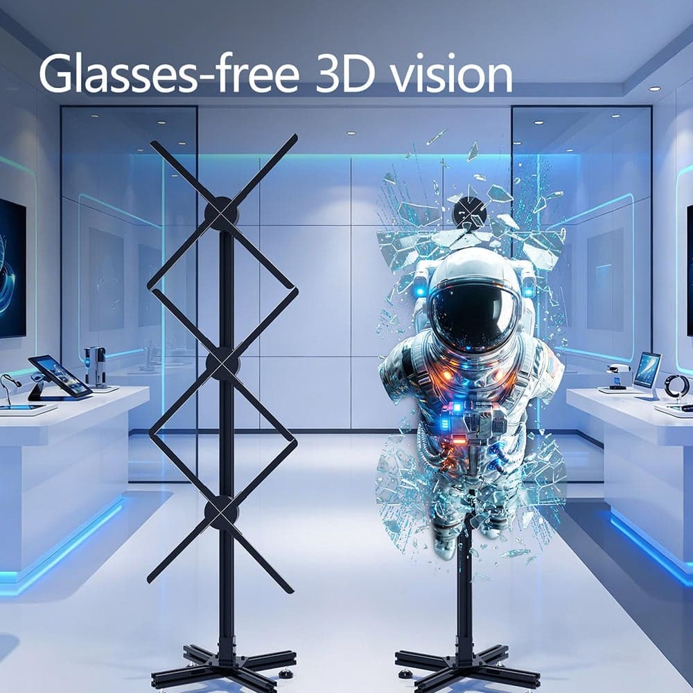 Large Size Transparent LED Holographic Fans Indoor Store Window Advertising Education Customizable Video Content