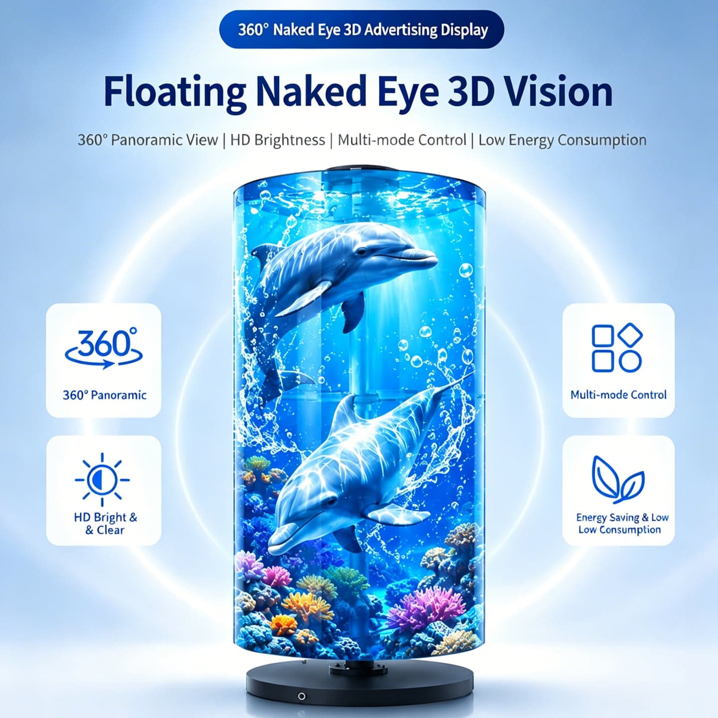 360 Degree Spinning 1536 LED Cylinder Video Wall Display Indoor Mall Advertising High Brightness Energy Efficient Digital Retail