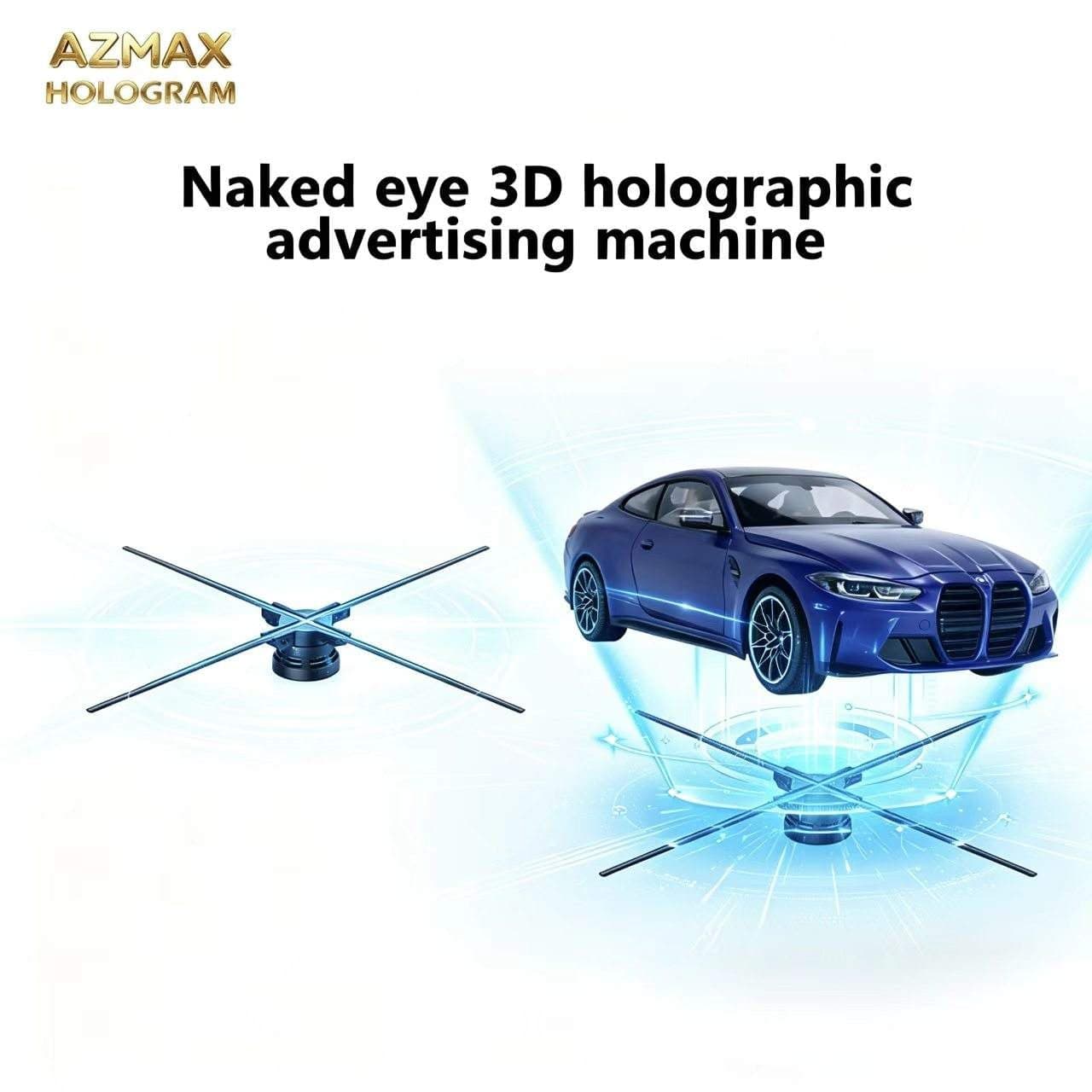 AZMAX 45CM Commercial 3D WiFi Remote Holographic Lamp Projector 5720LED Advertising Display with Fan Supports Images & Videos