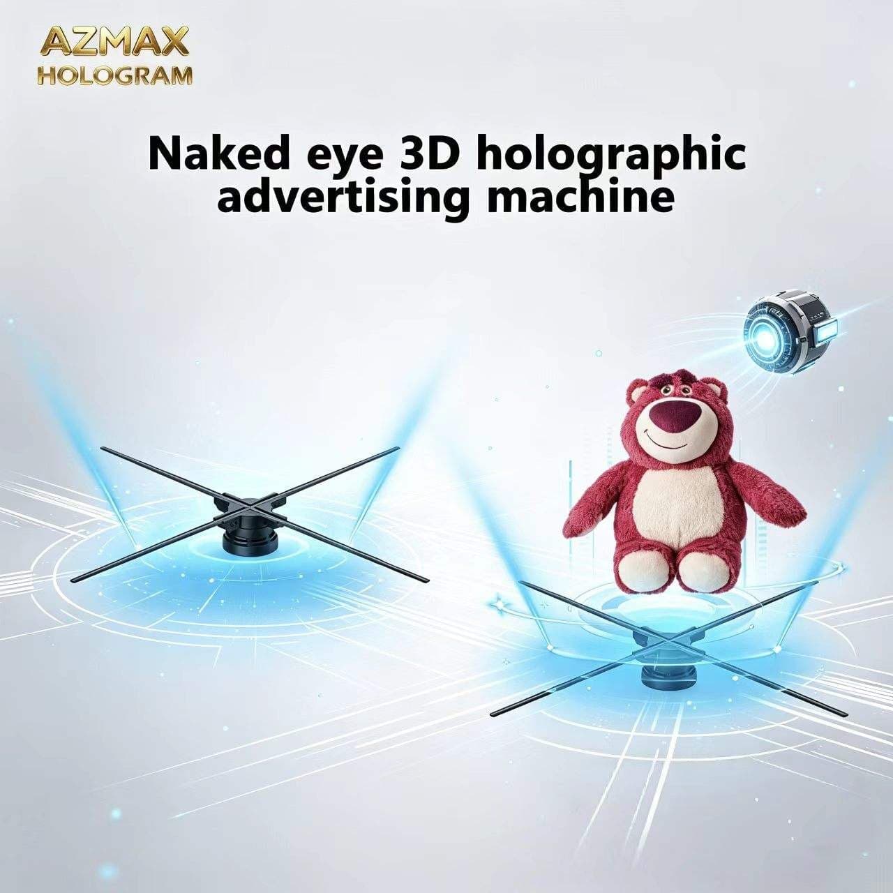 AZMAX 56cm 1104LED High Brightness 4 Blades Outdoor Display Holographic Equipment Spliceable 3D Hologram Fan for Education OEM